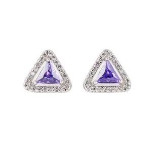 Orecchini a Bottone a Triangolo Geometrico in Zirconia per Donna Gioielli in Rame Minimalista Eleganti Orecchini Geometrici