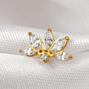 G23 titane dos plat cartilage boucle d'oreille detail, bijou piercing filetage