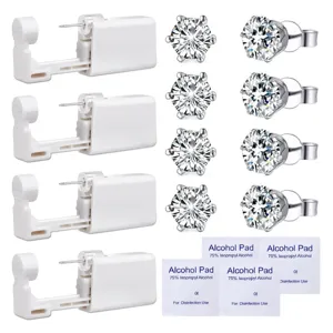 Kit d'Outil de Perçage d'Oreille Jetable Avec Boucles d'Oreilles Clous en Zirconia Pistolet de Perçage en Acier Inoxydable pour Femmes Hommes Bijoux