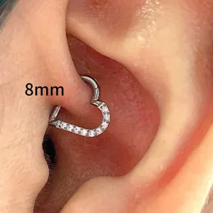 16G 8mm Titan Herz Segmentring Knorpel Daith Piercing Clicker Ohrring glitzernd.