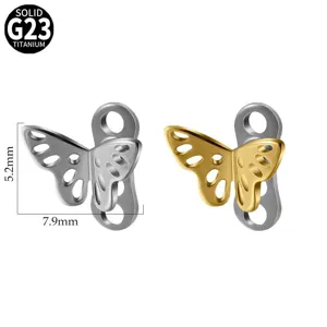 G23 titanium hollow butterfly microdermal piercing stud jewelry for body piercing.