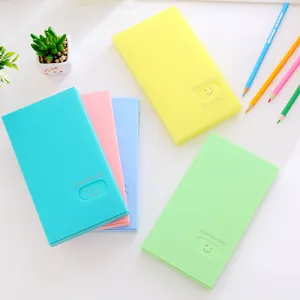 Large capacity PP smiley name card book holder, multi-color portable business card organizer.