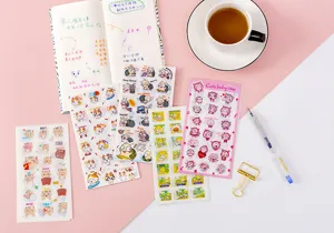 Cute cartoon stickers for journaling, DIY scrapbooking, and aesthetic student stationery decoration.
