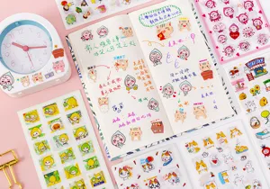 Creative cartoon stickers for DIY journaling, cute aesthetic planner and diary decorative stickers.