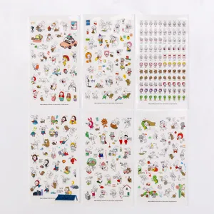 Detailed view of creative Korean cartoon stickers featuring cute animal and diary decoration elements.