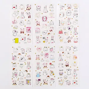 Cute cartoon stickers set for DIY scrapbooking diary decoration, adorable animal designs for kids crafts.