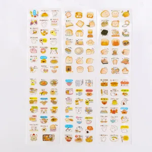 Korean creative cartoon toast food stickers set for diy hand ledger album diary decoration.