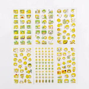 Cute cartoon lemon sticker set for student diary DIY and album decoration detail view.