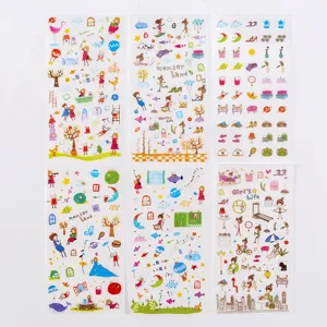 Cute Korean cartoon stickers for journaling diary scrapbooking DIY craft decoration 6 sheets.