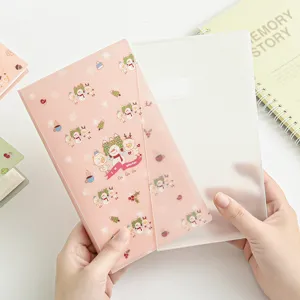 Cute cartoon card holder with frosted cover and pink pages for organizing small cards and tickets.