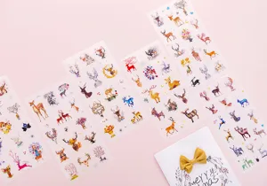 Watercolor deer transparent sticker sheets for journaling, scrapbooking, and planner.