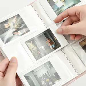 Portable photo card storage album holder with transparent pockets for mini cards and tickets.