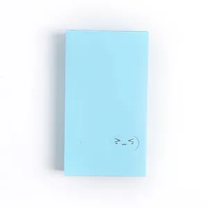 Light blue business card holder, large capacity card album with cute emoticon design.