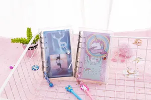 Clear loose-leaf notebook set with cute unicorn and deer designs for daily journaling.
