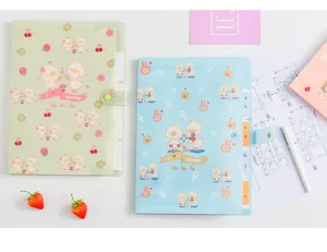 Cute cartoon duck A4 accordion folder, transparent PP document organizer with index tabs.