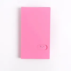 Pink card holder detail view, cute emoticon window design, neat and compact storage solution for cards.