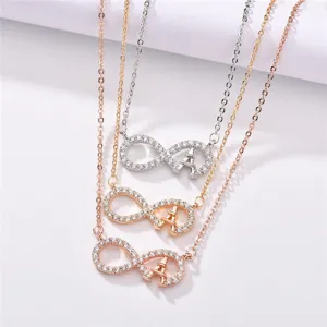 Fashion Zirconia Inlaid Infinity Eiffel Tower Pyramid Pendant Necklace Copper Electroplated Jewelry For Women Girls Gift