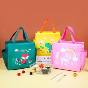 Insulated lunch bag cute cartoon bento bag large capacity thermal handbag for students work
