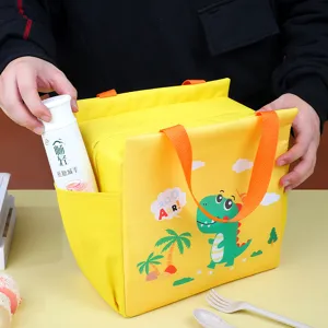 Cartoon Dinosaur Insulated Lunch Bag Large Capacity Portable Bento Box Tote Bag for Work