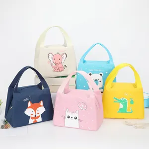 Borsa Termica Portatile per Pranzo Carino Animale Cartone Animato Tessuto Oxford Borsa Termica Bento per Bambini Commute Quotidiano Picnic
