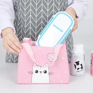 Borsa per il pranzo termica gatto cartone animato borsa portatile bento per picnic ufficio
