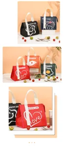 Insulated lunch bag for women and students with cute print and large capacity design.