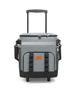 Grand sac glacière à roulettes pique-nique extérieur chariot thermique avec roues gris