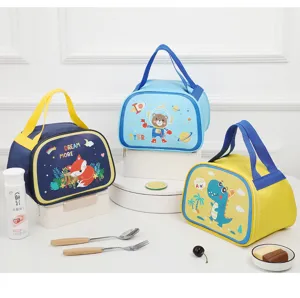 Insulated lunch bag large capacity cute cartoon portable thermal tote bag for school meals