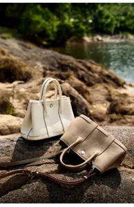 Genuine leather bucket bag luxury tote top layer cowhide handbag elegant shoulder bag