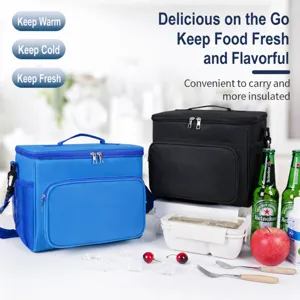 Portable insulated lunch bag large capacity oxford cloth picnic bag for work and school.