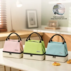 Multifunctional Insulated Lunch Bag Waterproof Oxford Cloth Portable Thermal Bento Bag Colorblock Cooler Bag For Women Work