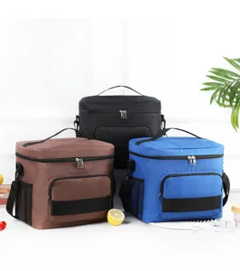 Portable insulated lunch bag with large capacity, durable Oxford cloth and foil lining.