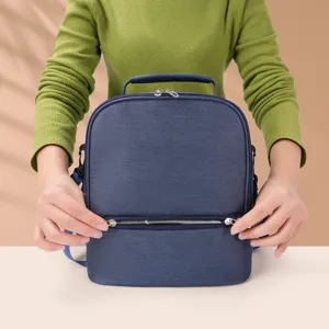 Blauer Oxford Stoff doppelte Schicht thermische Isolierung Lunchpaket Detail Anzeige.