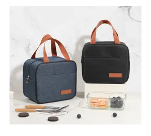 Insulated lunch bag for office and school, waterproof cationic oxford cloth, dual colors.