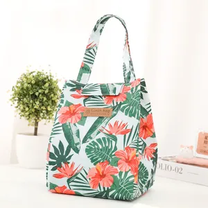 Insulated Lunch Bag Portable Waterproof Oxford Cloth Thermal Lunch Box Tote Bag Cute Print Reusable Meal Prep Bag