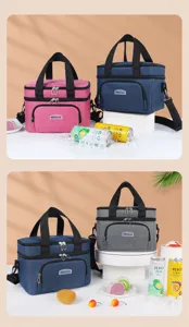 Insulated lunch bag double decker cooler bag portable thermal picnic bag food storage container