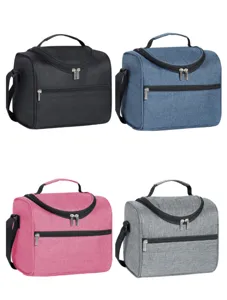 Thermal lunch bag detail showing durable oxford cloth texture, strong zippers and stitching.