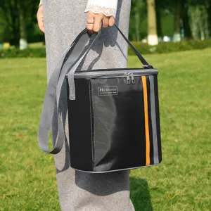 Insulated lunch bag for women men, portable cooler bag with shoulder strap, thermal lunch box container.