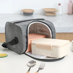 Insulated lunch bag for women and men, oxford cloth thermal cooler tote with foil lining.