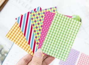 Colorful grid and stripe sticker set for DIY journal album decoration, cute Korean style.