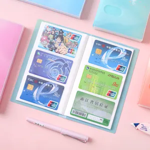Detailed view of large capacity card holder binder, pastel color name card organizer book.