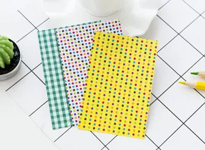 Close-up detail of colorful dotted and checkered decorative sticker set for journaling.