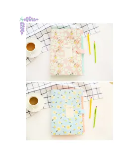 Floral multi-layer expanding file folder document organizer with snap button closure