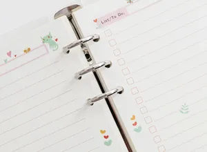 A6 6-ring loose-leaf binder refill paper featuring cute cat pattern and to-do list layout details.