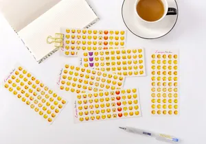 Mini emoji sticker sheet set, cute cartoon expression stickers for phone case and journal.