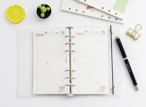 A6 6-hole loose-leaf planner refill cute cartoon design daily todo checklist insert pages.