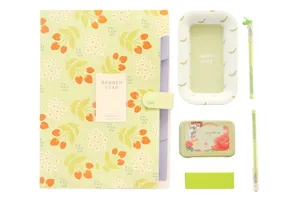 Korean style floral accordion folder stationery set cute student test paper organizer storage bag