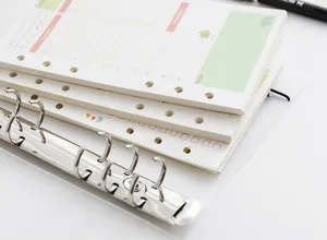 A6 6-ring binder planner refill insert with daily schedule, todo lists, and cute cartoon designs.