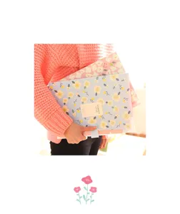 Korean floral 6-pocket accordion folder PP document organizer and test paper storage bag.