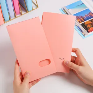Pink solid color card album and portable business card holder with large capacity design